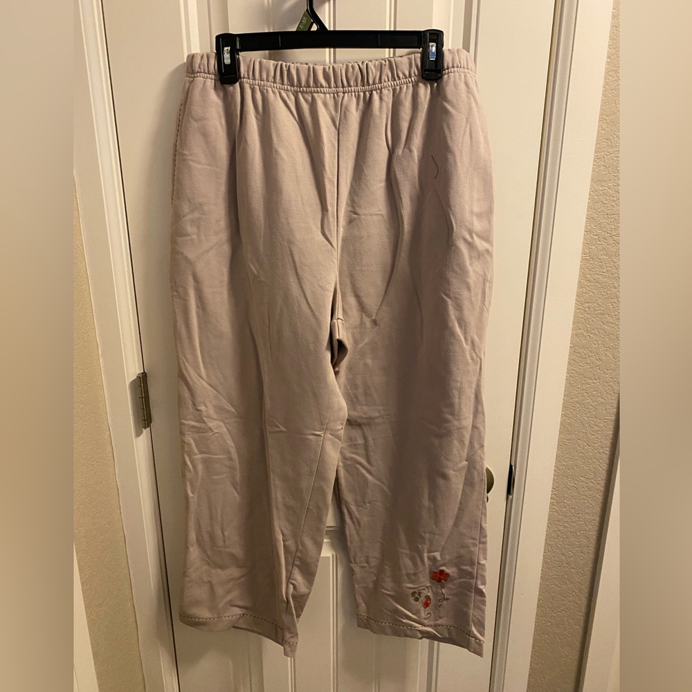 Disney Store L Sweatpants Beige Mickey Mouse Sweats Pants Large Lg
